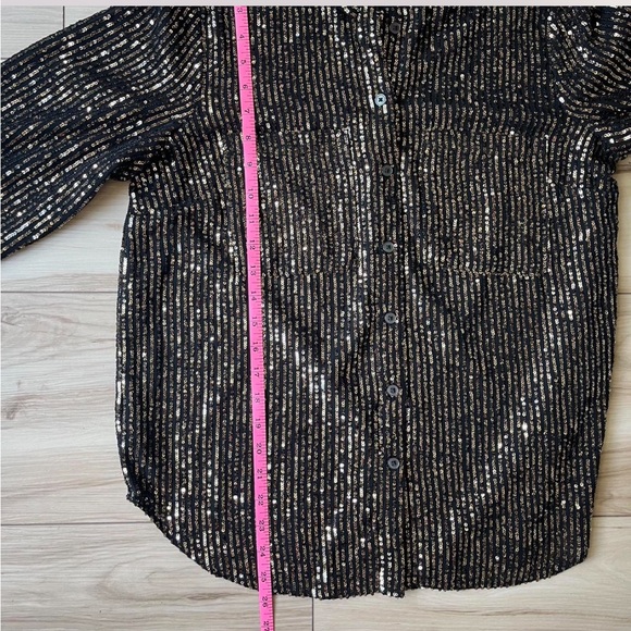 🌟NWT Anthropologie Black Sequin Button Down Shirt - Picture 5 of 6
